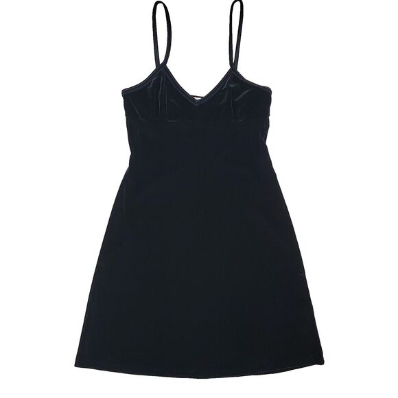 Vintage 90s Y2k Black Velvet Babydoll Slip Dress Whimsigoth Fairy Grunge Goth - Picture 1 of 11